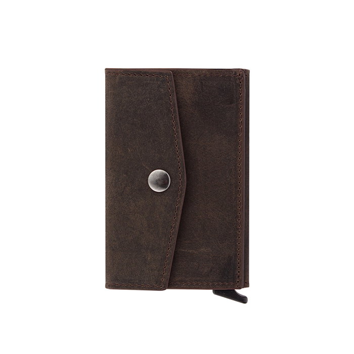 Zoozie Bags Cartera de Hombre Piel Auténtica Marrón 9.5x2x6.5cm